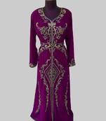 Wine color luxurious Full Sleeves Handmade Moroccan Kaftan .