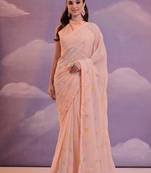 Orange Sequins Georgette Saree 