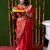 Women's Red Handloom Faux Banarasi Silk Zari Woven Saree with Blouse