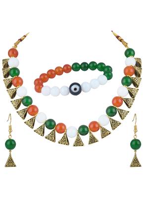 Iranga/tricolour/national flag necklace set with bracelet handmade fashion jewellery for independence day/republic day 1