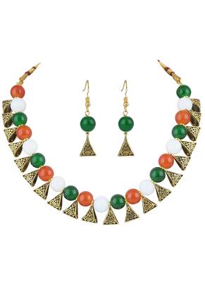 Iranga/tricolour/national flag necklace set with bracelet handmade fashion jewellery for independence day/republic day 2