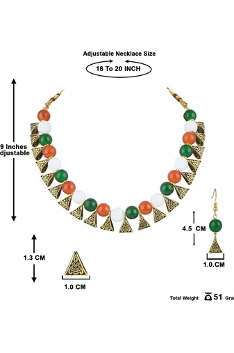 Iranga/tricolour/national flag necklace set with bracelet handmade fashion jewellery for independence day/republic day