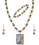 Tiranga/national flag necklace set with peacock pendant & bracelet handmade jewellery for independence /republic day