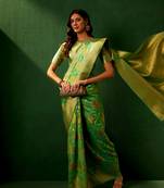 Green Color Weaving Work Organza Silk Blend Saree With Blouse