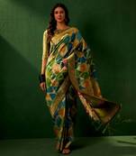 Multi Color Weaving Work Heavy Organza Jacquard Saree With Blouse