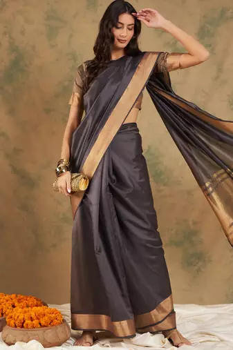 Navyblue Color Weaving Work Cotton Organza Saree With Blouse