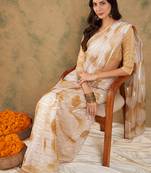 Beige Color Weaving Work Soft Organza Saree With Blouse