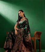 Bottle Green Color Weaving Work Faux Banarasi Silk Saree With Blouse