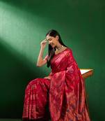 Pink Color Weaving Work Faux Banarasi Silk Saree With Blouse