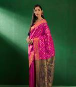 Pink Color Weaving Work Faux Banarasi Silk Saree With Blouse