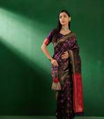 Purple Color Weaving Work Faux Banarasi Silk Saree With Blouse