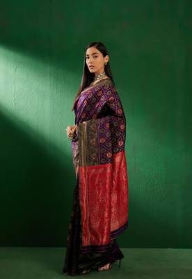 Purple Color Weaving Work Faux Banarasi Silk Saree With Blouse 3
