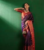 Purple Color Weaving Work Faux Banarasi Silk Saree With Blouse