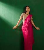 Pink Color Sequence Work Vichitra Silk Blend Saree With Blouse