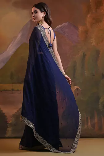 Blue Heavy Georgette Sequence Work Saree