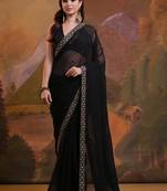 Black Heavy Georgette Sequence Work Saree