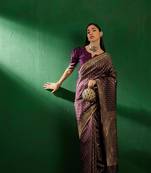 Purple Color Weaving Work Faux Banarasi Silk Saree With Blouse