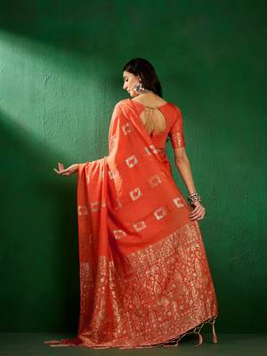 Fanta Color Weaving Work Cotton Blend Saree With Blouse 5