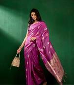 Lavender Color Weaving Work Silk Blend Saree With Blouse