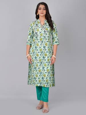 Pista printed stand collar neck with pant 1
