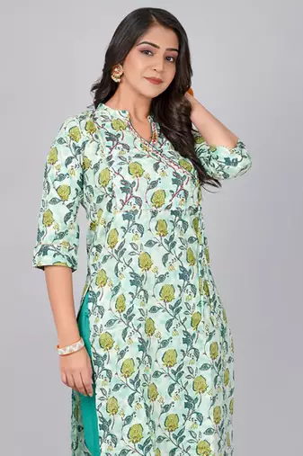 Pista printed stand collar neck with pant