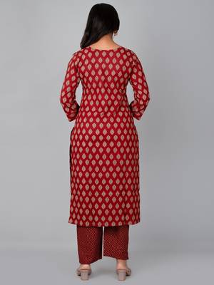 Straight kurta with neck & flair work with pant 2