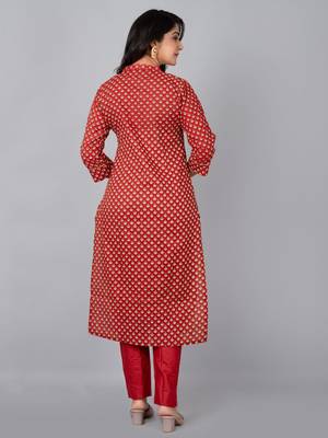 Straight kurta with stand coller neck & pant 3