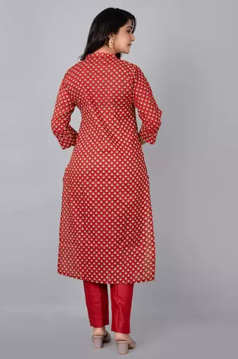 Straight kurta with stand coller neck & pant