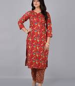 Straight kurta with thread work at neck & pant