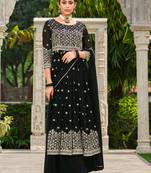INDIAN PAKISTANI GEORGETTE BLACK SHARARA SALWAR READYMADE EMBROIDERY SEQUENCE