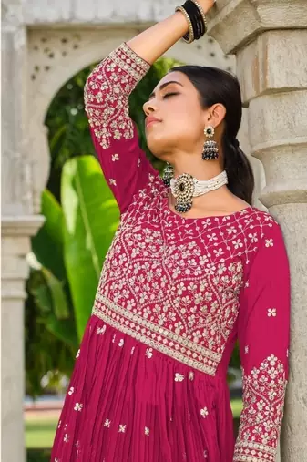 GEORGETTE PINK SHARARA SALWAR READYMADE EMBROIDERY sequin 