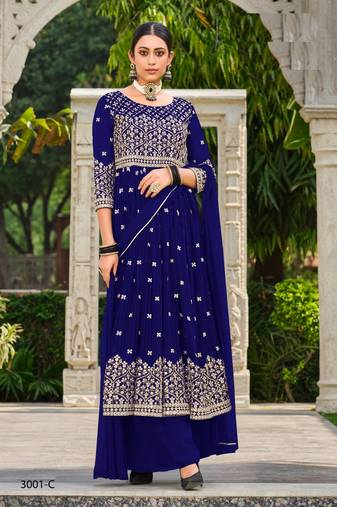 INDIAN PAKISTANI GEORGETTE PINK SHARARA SALWAR READYMADE EMBROIDERY SEQUENCE