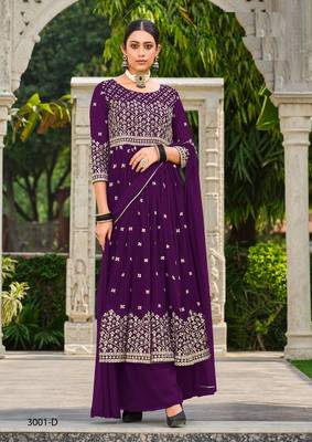 INDIAN PAKISTANI GEORGETTE WINE SHARARA SALWAR READYMADE EMBROIDERY sequin  1