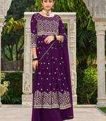 INDIAN PAKISTANI GEORGETTE WINE SHARARA SALWAR READYMADE EMBROIDERY SEQUENCE
