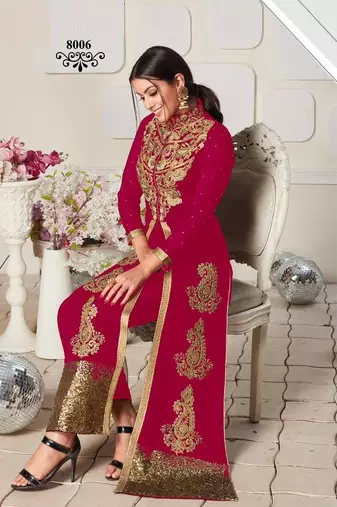INDIAN PAKISTANI GEORGETTE PINK ANARKALI KOTI SALWAR READYMADE EMBROIDERY sequin 