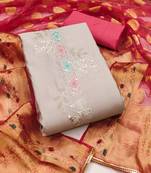 Manvaa women's purple unstitched sequence embroidery roman silk dress material