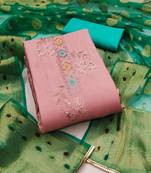 Manvaa women's dusty pink unstitched sequence embroidery roman silk dress material (msmfc11419c)