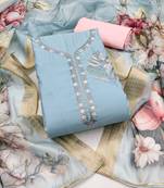 Manvaa women's grey unstitched sequence embroidery roman silk dress material (msmfc11420a)