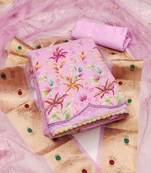 Manvaa women's baby pink embroidery organza dress material