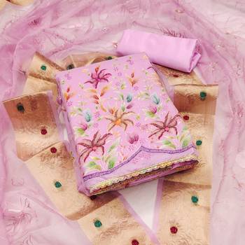 Manvaa women's baby pink embroidery organza dress material 3