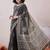 women grey linen dabu printed saree