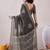 women grey linen dabu printed saree