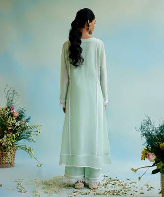 Green Pant Muslin Embellished Kurta Set 3