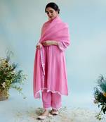 Pink Muslin Embroidery Kurta Set