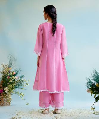 Pink Muslin Embroidery Kurta Set 4