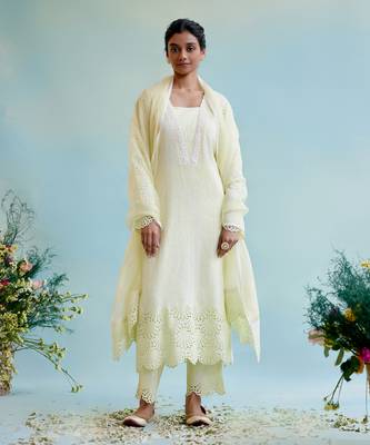 Yellow petal cotton kurta Set 1