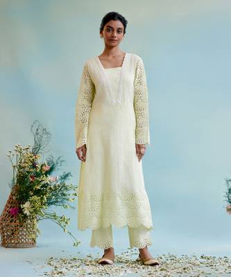 Yellow petal cotton kurta Set 2