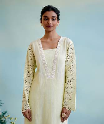 Yellow petal cotton kurta Set 3