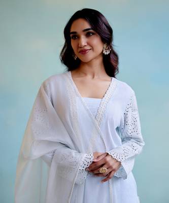 Periwinkle blue cotton kurta Set 3