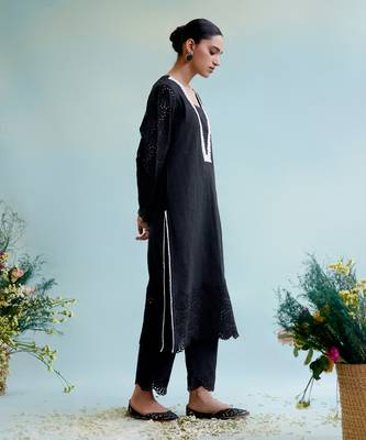 Black blossom cotton kurta Set 4